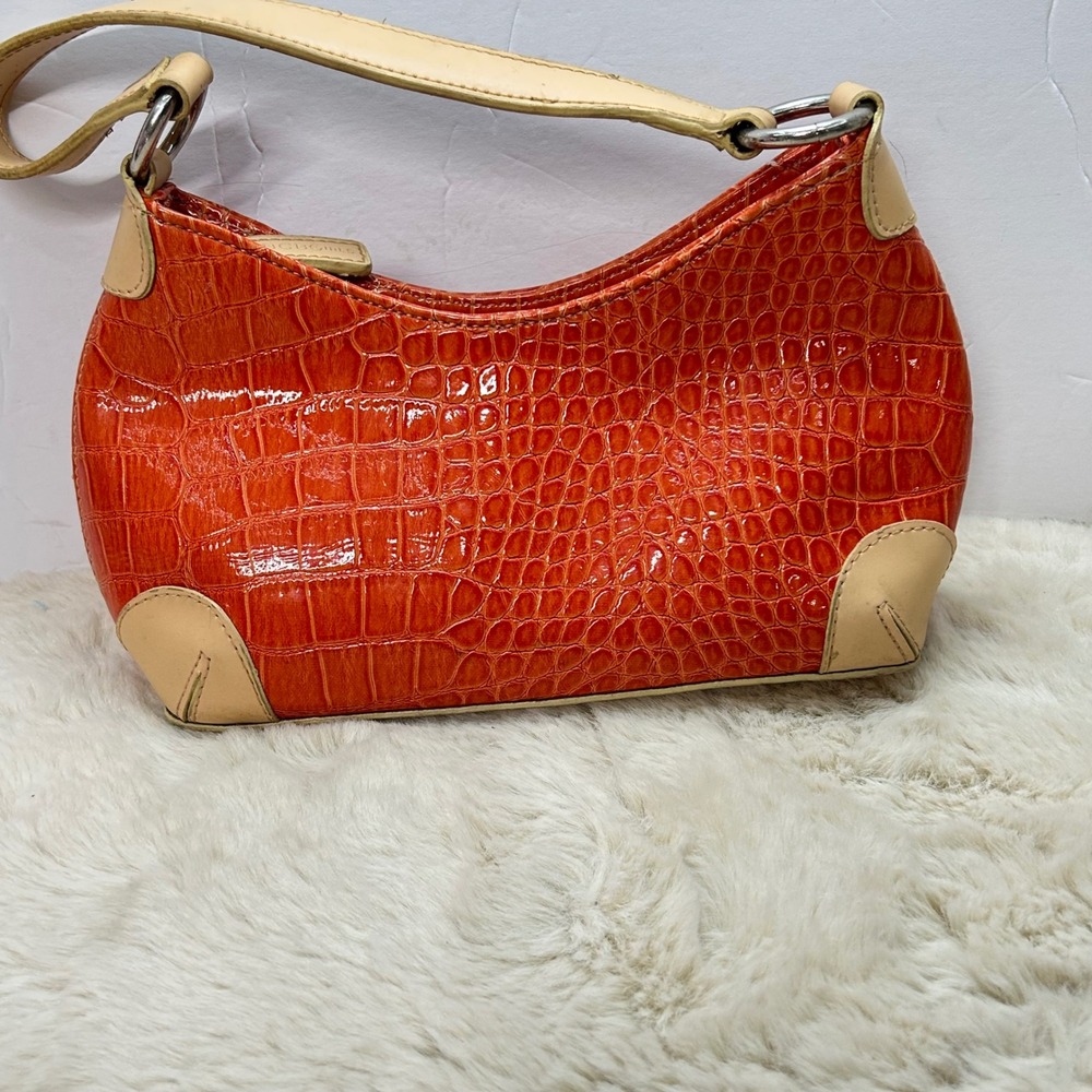 BCBGIRLS Orange Faux Croc Embossed Y2K Shoulder Bag Purse